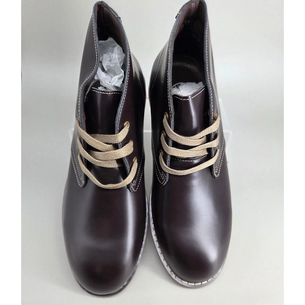 Camel Crown Chukka Boots Mens 8.5 Brown Leather‎ Lace Up Gum Sole Desert Casual